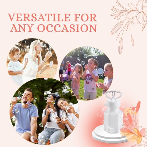 Wedding Bubbles with Wands - Bulk Mini Double Heart Top Bubbles for Wedding Send Off, Bridal Party Favors, Engagement, Anniversary Celebrations, Toy Gifts for Kids, Boys or Girls